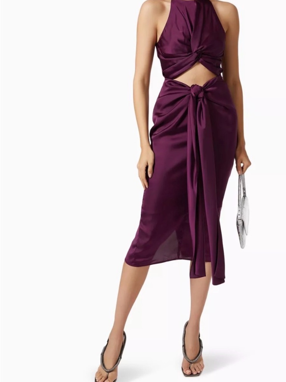 NWT Andrea Iyamah Reni Midi Dress | Plum |Front twist & cutout | XXL
